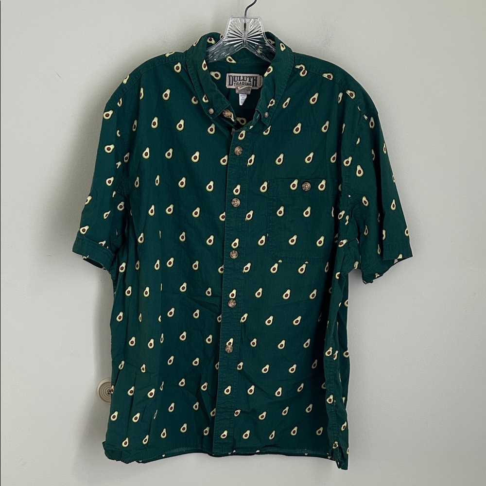 Duluth Trading Co Teal Avocado Print Men's Shirt